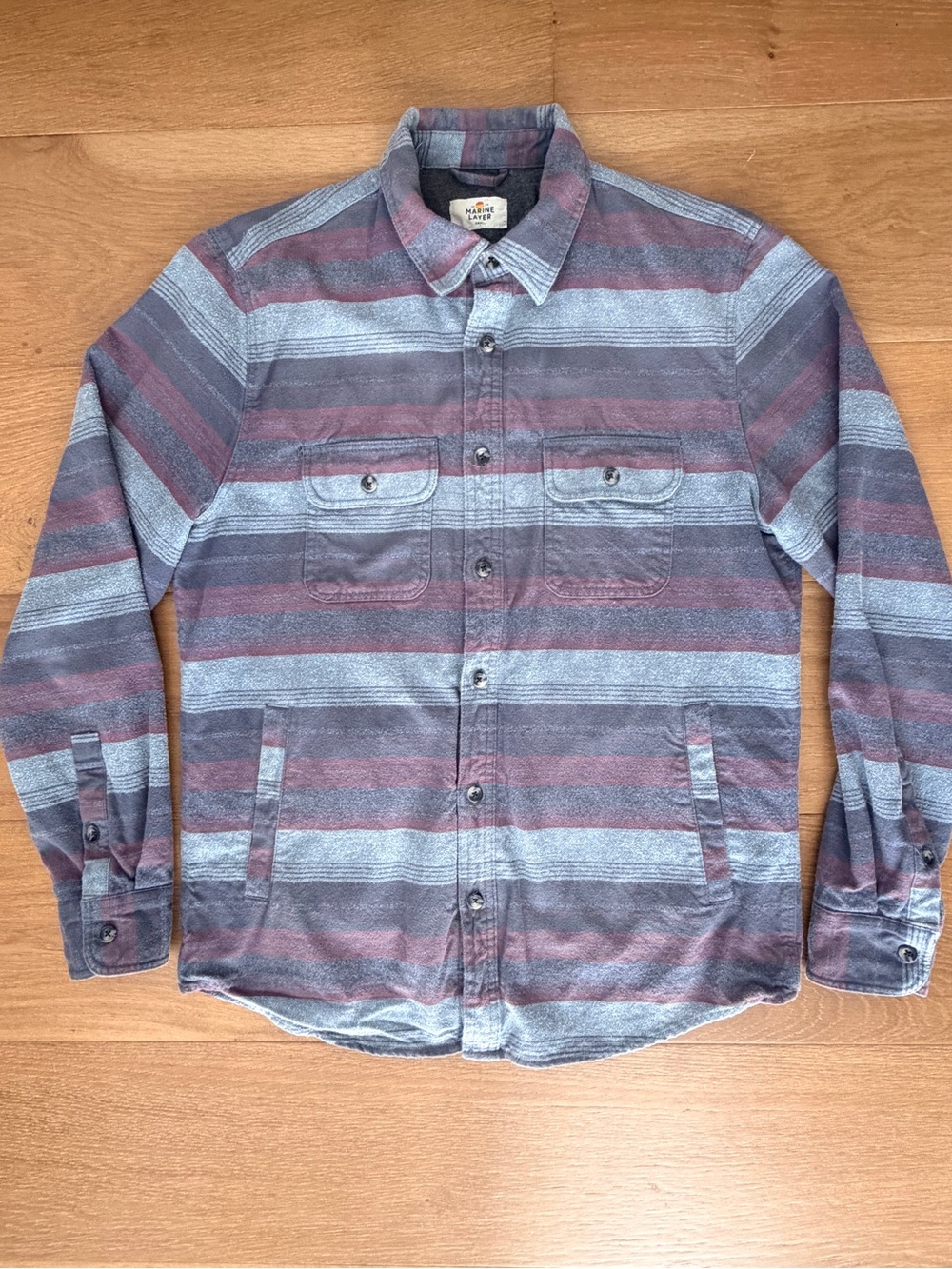 Marine Layer Lined Blanket Stripe Flannel Shirt Jacket Shacket Mens S Gorpcore